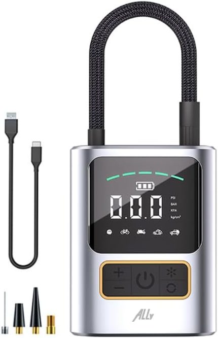 ST-5528 Dijital Basınç Göstergeli Oto Lastik Şişirme Pompası Hava Kompresörü, GRI