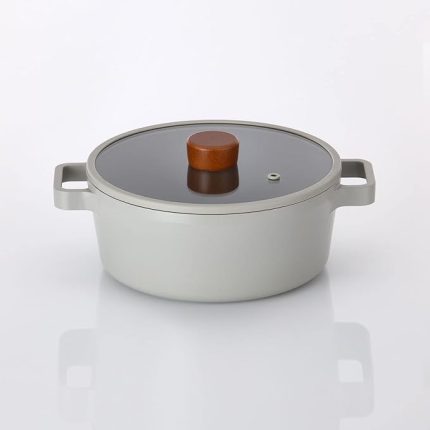 Fika Alüminyum Gri Cam Kapaklı Döküm Tencere 18 Cm