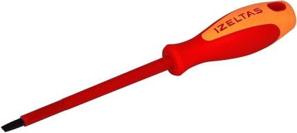 Elektrikçi Izoleli Düz Uçlu Tornavida, 1000 V, Sarı/Kırmızı, 4 X 100 Mm