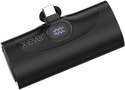 Mini PowerBank Şarj Cihazı, 5000 mAh, 20W Hızlı Şarj, Type-C Giriş ve Çıkış, Ultra Mini, Yüksek Kalite, Akım Korumalı, Aşırı Şarj Koruma, Yatay Stand, Led Ekranlı, XP2304, Siyah