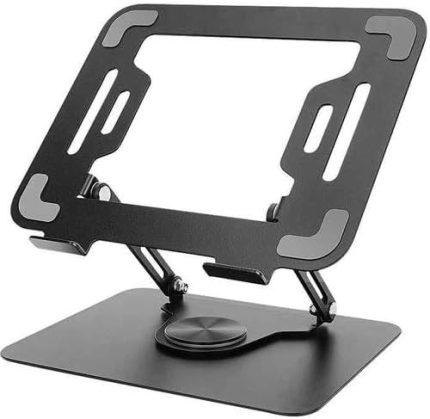 ZR-110 B Alüminyum 360 Derece Dönen Tabanlı Katlanabilir Taşınabilir Laptop Standı (Koyu Gri)