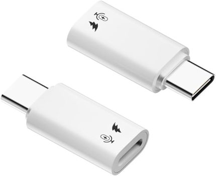 USB C - Lightning Mikrofon Adaptörü (2 Paket), USB C Erkek - Yıldırım Dişi Dönüştürücü Kablosuz Yaka Mikrofon - Beyaz