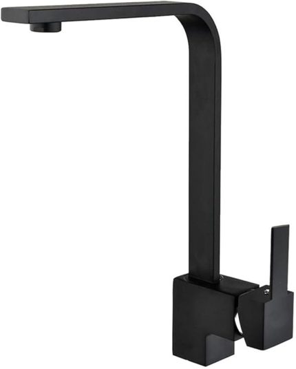 Siyah Mix Kuğu Mutfak Eviye Batarya Sıcak Soğuk Su Girişli