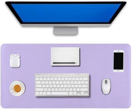 XL Deri Mouse Pad,Ofis Mouse Pad,Masa Matı Sümen,Konforlu Mouse Pad,Çift Yönlü Mouse Pad (Lila)