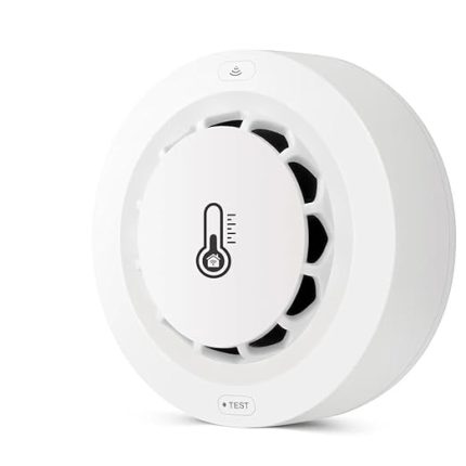 Tuya Wifi BT İki Bağlantılı Duman ü Sıcaklık Nem Ölçüm Cihazı 80dB Cep Telefonu APP ile Sesli Alarm Alexa ve Ev Ses Kontrolü ile Uyumlu Uzaktan İtmeli Uyarı Fonksiyonu