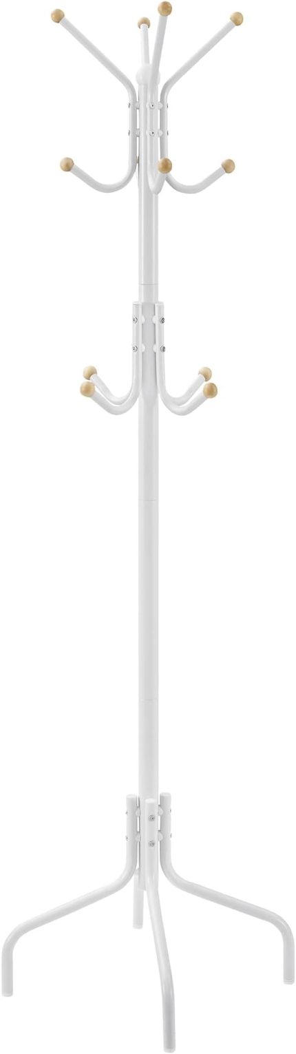 Portmanto, elbise askısı, metal, 12 kancalı, gardırop, 4 ayak, manto, şapka, çanta, koridor, yatak odası, ofis için, beyaz RCR031W01