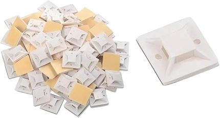 Kroşe 19x19 mm – 100 Adet | Kuvvetli Çift Taraflı Bantlı Kablo Bağı Kroşesi | Nylon 6.6 Malzeme | Kablo Düzenleyici, Montaj ve Sabitleme için Uygun