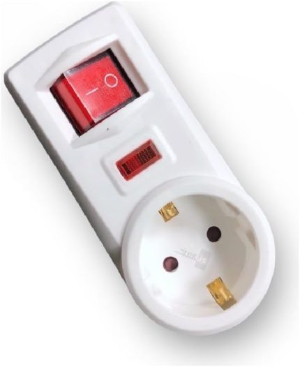 Akım Korumalı Priz Anahtarlı 3500W Beyaz Topraklı Priz (Tekli Sade)