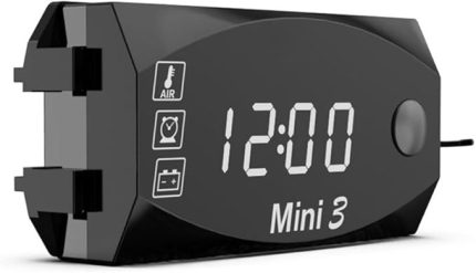 LCD ekranlı voltmetre, su geçirmez IP67, dijital saat, motosiklet, scooter, araba, 3'ü 1 arada termometre, ışık