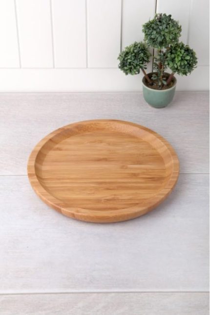 Bambu Lüx Yuvarlak Servis 20 * 20cm, Bambu Sunumluk & Çerezlik Yuvarlak Sunum Tabağı, Bambu Yuvarlak Sunum Tabağı