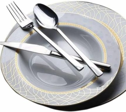 Çelik 42 Parça Çatal Kaşık Bıçak Takımı Lüks Sade Model