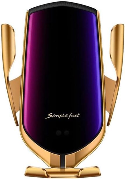 R2 Qi 10W Kablosuz Şarjlı Havalandırma Araç Telefon Tutucu, GOLD