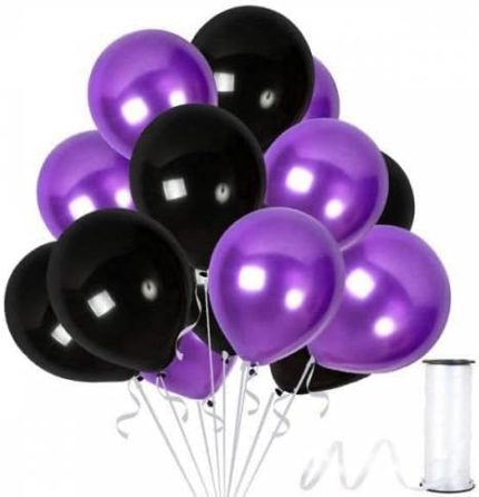 Marifetlerim - Siyah Mor Metalik Balon 12 inch 10 Adet
