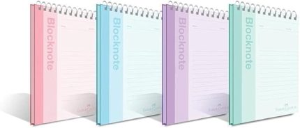 Bloknot, A4, 80 Yaprak, Çizgili, Karton Kapak, Spiral Cilt, 70g Kağıt, Canlı Renkler, Dayanıklı ve Kullanışlı, Tekli Paket
