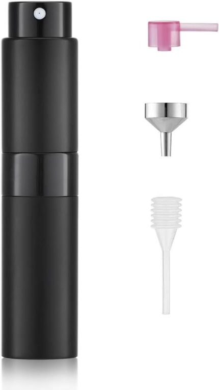 8 ml alüminyum parfüm spreyi, doldurulabilir, boş, seyahat parfüm spreyi, kadınlar ve erkekler için, seyahat sprey şişesi, seyahat için (siyah)