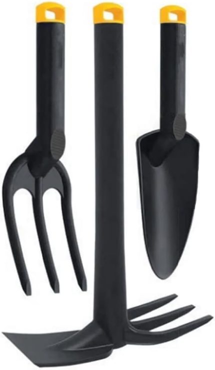 Sert Plastik Üçlü Bahçe Seti, Hobi Kürek - Çapa - Tırmık Bahçıvan Seti, Yüksek Basınca Dayanıklı Gövde, Paslanma Derdi Yok