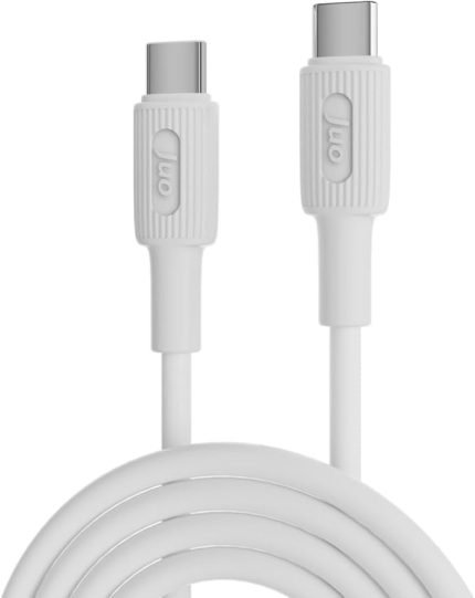 60W USB Type-C to Type-C Silikon Hızlı Şarj ve Data Kablosu Beyaz 2 Metre