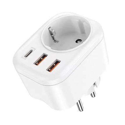 4 in 1 Tekli Usb li Priz, 2x usb 1x type-c giriş, 2500W