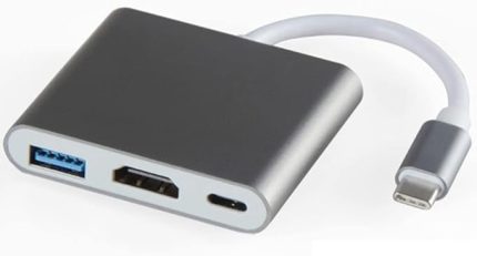 Type-c 3in1 Hdmi 4K Usb 3.0 Görüntü Veri Aktarımı Sağlar Usb Adaptör Notebook ve Macbook ile Uyumlu TC-23