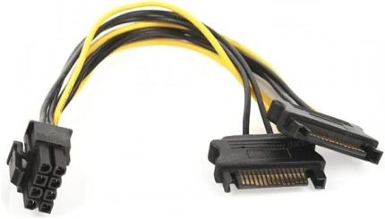 DK-CB-P203 2 x SATA - 6+2 PIN PCI-E Dönüşütürücü Güç Kablosu