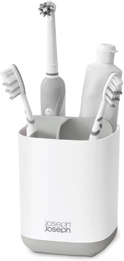 Joseph EasyStore diş fırçası kabı, kompakt, kap, banyo saklama, beyaz/gri, gri/beyaz
