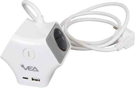 LED 3'lü Grup Priz Usb + Type-C Girişli Aç-Kapa Anahtarlı Akım Korumalı Çocuk Koruma Kilidi 1.5 Metre Kablolu