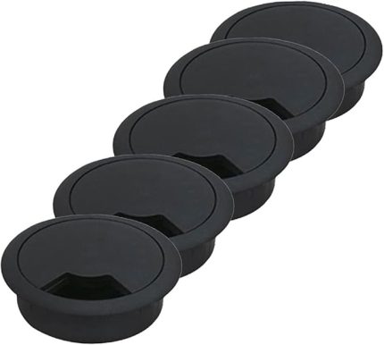 Masa Üstü Kablo Kanalı Deliği Kapağı Siyah Masa Kapağı 6 cm (5 ADET)