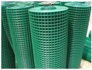 PVC KAPLI PUNTALI YEŞİL TEL-12mmX12mm GÖZ ARALIKLI 09MM KALINLIĞINDA KÜMES TELİ-KAFES TELİ-TAVUK TELİ-ÇİT TELİ (100CMX25METRE)