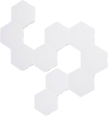 10PCS BT Bağlantılı RGB Altıgen Işık Ortam Lambası Duvar Dekoratif Aydınlatma Denetleyici Destekli Telefonlar Uygulama Kontrolü ve Hat Denetleyicisi/Müzik Senkronizasyonu/ 1H&2H&3H&4H 4 Seviy