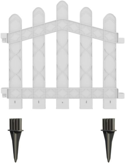 Plastik Bahçe ve Peyzaj Çiti 10 ADET ÇİT (Y: 50 CM/G: 5.5 M) TOPRAK AYAKLI (Beyaz)