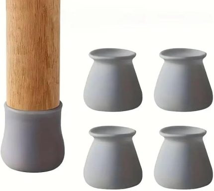 Adet Masa ve Sandalye Ayak Koruyucu Siliikon, 12'li Paket Kaydırmaz Ses Gürültü Önleyici Yemek Masası Ayağı Koruyucu (Gri)