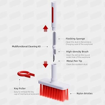 Temizleme Yumuşak Fırça Klavye Temizleyici 5'i 1 Arada Çok Fonksiyonlu Bilgisayar Temizleme Araçları Kiti Köşe Boşluğu Silgi Bluetooth Kulaklık için Tuş Çektirmesi Lego Dizüstü Bilgisayar - Görsel 2