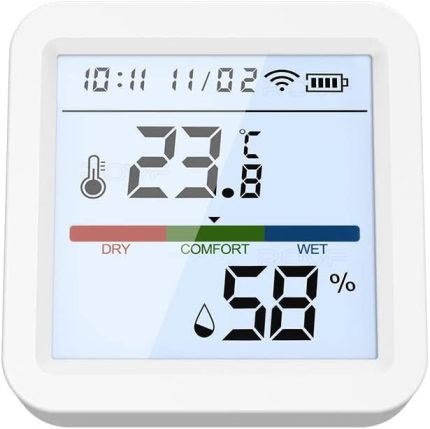 Tuya WiFi BT Çift Modlu Sıcaklık Nem Test Cihazı LCD Arkadan Aydınlatmalı Ekran Cep Telef APP Uzaktan Kontrol Alı Bağlantı Kontrolü için Alexa ve Home ile Uyumlu