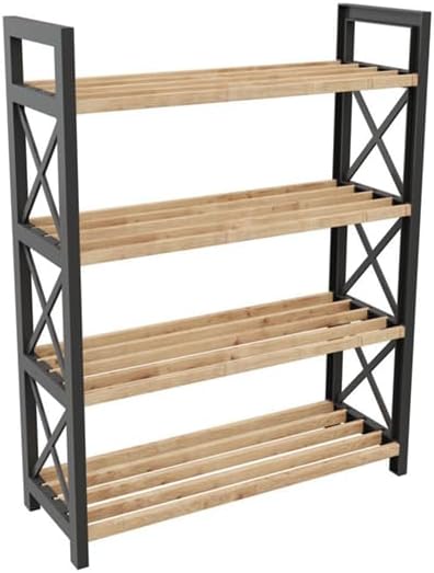 4 Katlı Ayakkabılık – 45x18x64 cm, Plastik Yan Ayaklı MDF Raflı Ayakkabı Düzenleyici, Kolay Temizlenebilir, Modern Tasarım, Dayanıklı ve Pratik Saklama Ünitesi