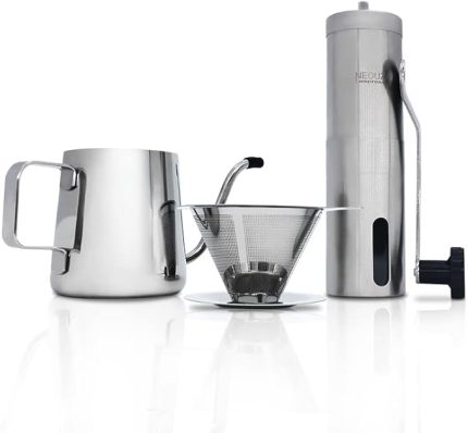 Kahve Makinesi Seti Üzerine Dökün, Manuel Fasulye Öğütücü, Su Isıtıcısı Gooseneck Dökün, Kahve Damlatıcı Filtresi, Paslanmaz Çelik