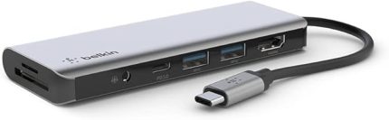 7'si 1 Arada Çok Bağlantı Noktalı USB C Hub (4K HDMI, USB-C, 2 x USB A, 3,5 mm Ses, SD 3.0 Yuvası için micro-SD 3.0 ile)), AVC009BTSGY