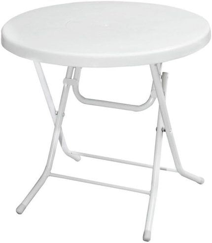 MT-GFM205 Rose Plastik Yuvarlak Katlanır Bahçe Balkon Masa Ø75 cm Beyaz