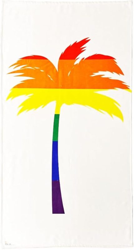 PALM Pamuk & Microfiber Plaj & Banyo Havlusu, Hızlı Kuruma, Hafif, OEKO-TEX100, Pamuktan Daha Yumuşak, Banyo, Sauna, Plaj, Havuz, Seyahat, Tatil İçin, Gökkuşağı Renkleri (Çok renkli, Palmiye)