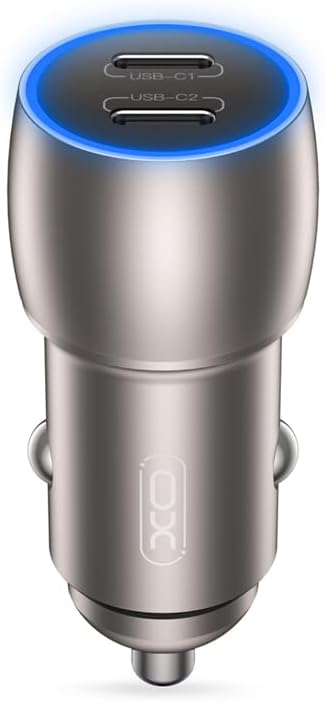 Simple is Beauty Dual Type-C Araç Şarj Cihazı CC51-40W Hızlı Şarj, PD2.0 & PD3.0 Uyumluluğu, Akıllı Pil Göstergesi ve Yüksek Performanslı Alaşım Malzeme | Gri