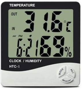 Duvara Asılabilen Saatli Sıcaklık ve Nem Ölçer Termometre Higrometre