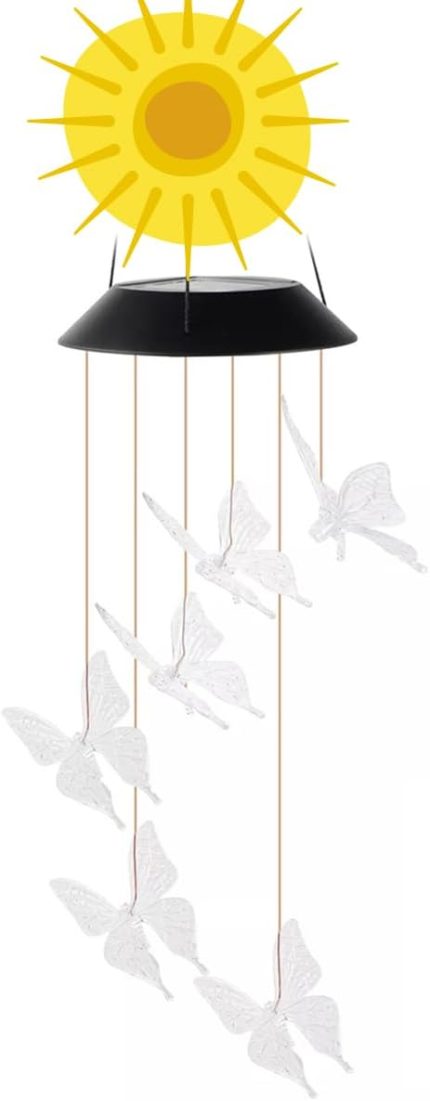 Güneş Enerjili Renk Geçişli Kristal Kelebek Aydınlatma/GT-SL08