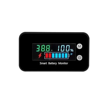 Geçirmez Dijital Akü Kapasite Test Cihazı 7-100V Voltaj ve Güç Göstergesi Li-ion Kurşun Asit Akü Elektrikli Araba Motosiklet Akü ü Renkli Ekran (Sıcaklık + Alarm) IPX7 Su Geçirmez