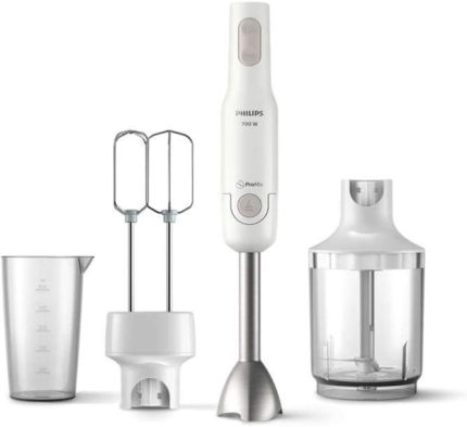 Daily Collection Promix El Blender Seti 700 W, Sıçrama Önleyici Bıçak Koruması, Ergonomik Tasarım, XL Doğrayıcı, İkili Çırpıcı, Beyaz, HR2546/00