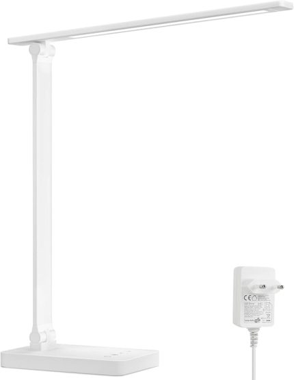 Çalışma masası lambası, LED masa lambası, kısılabilir, gece lambası, 550 lm, 3 renk ve 5 parlaklık seviyesi, gün ışığı lambası, göz koruması, masa lambası, çalışma masası lambası, çocuklar için, ofis için, beyaz