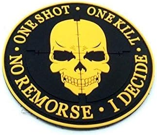 Shot One Kill No Remorse I Decide Sniper Turuncu PVC Airsoft Paintball Klett Amblem Simge