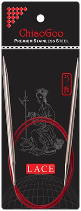 Kırmızı Dantel Paslanmaz Yuvarlak Örgü İğneleri 32 "-Boyut 1.5/2.5mm