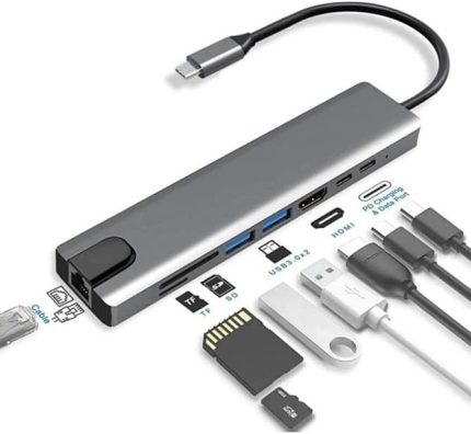 To Hdmi Ethernet Typec Hub 8in1 Port Çoklayıcı Macbook Ile İle Uyumlu Çoğaltıcı Type C To Usb Converter Hub Typec Ethernet hdmi Sd kart Usb Typec Çevirici