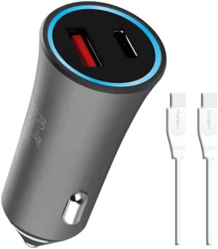 Hepu Araç Içi Şarj Cihazı 3.0 A Qualcomm Pd 20 Watt Fast Hızlı Şarj Aleti Metal Çakmaklık Şarj Type C Kablolu Çift Çıkışlı Yüksek Kalite Hp778