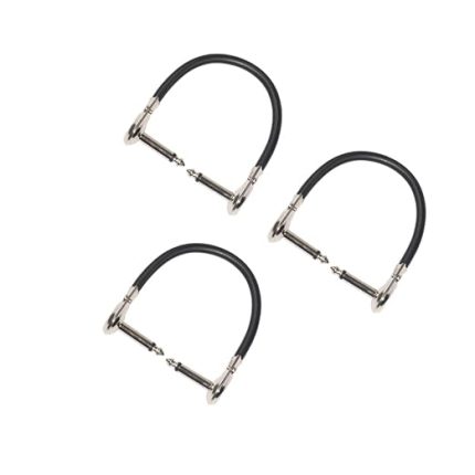 3 Adet Gitar Efekt Pedal Yama Konnektörleri Düşük Kapasitanslı Gitar Kablosu Dik Açı Dirsek Yama Kablosu Erkekten Erkeğe 6.35mm Siyah