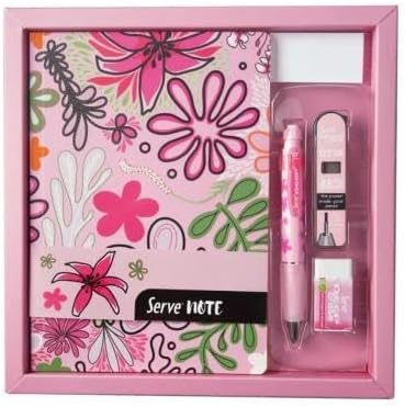 DEFTER SETI - DESENLİ SEKER PEMBE ÖZEL KUTUDA